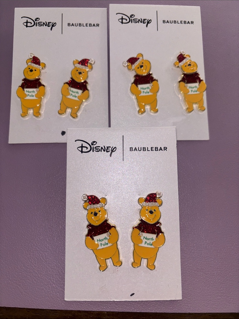 NWT Baublebar Winnie The Pooh Santa Earrings